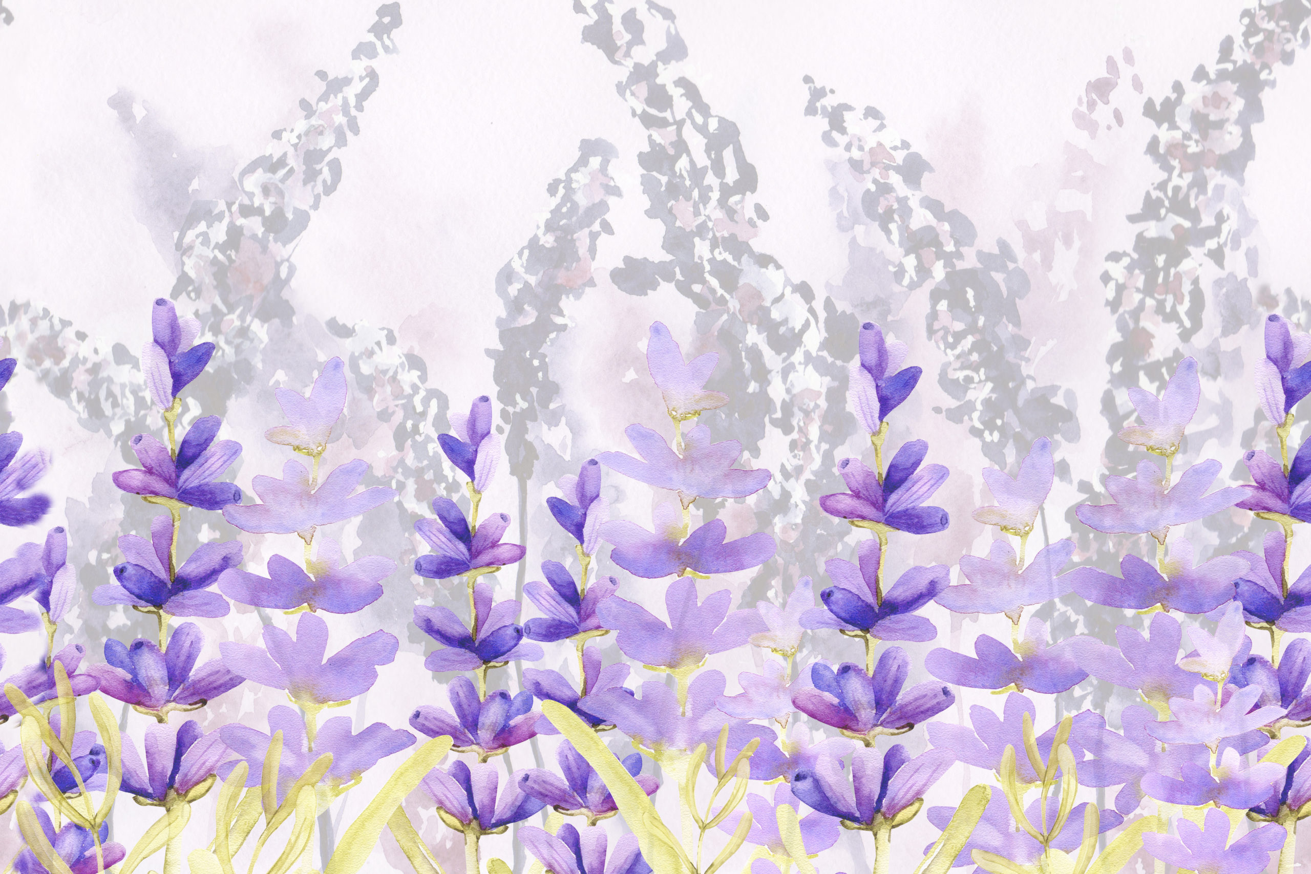 Seamless pattern border with sprigs of lavender flowers in the ...